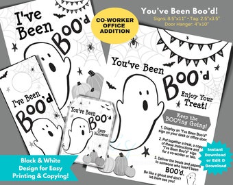 You've Been Boo'd Signs and Tag to Edit in Corjl, Download and Print, You've Been Booed Office Addition, Co-Worker Halloween Gift Tags
