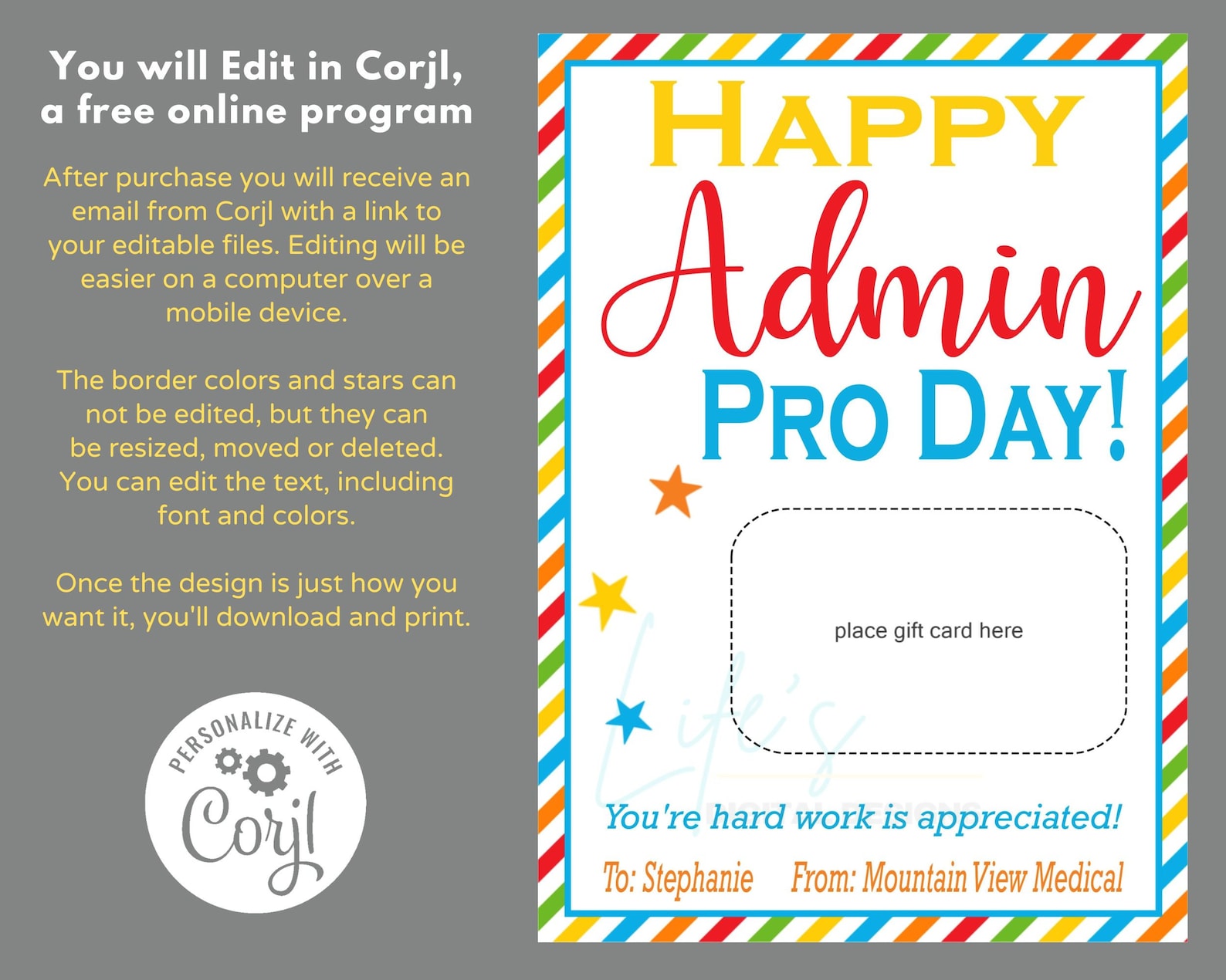 Administrative Professionals Gift Card Holder to Edit, Download and ...