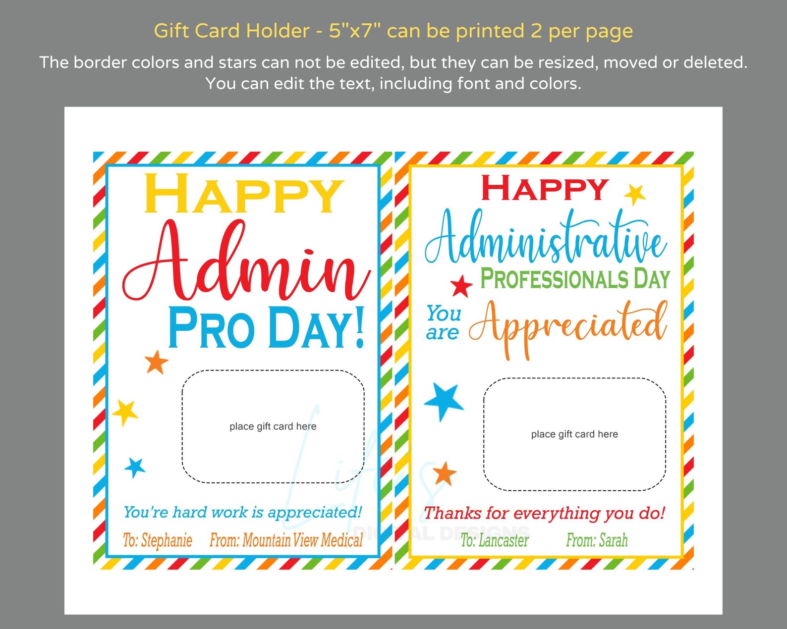 Administrative Professionals Gift Card Holder to Edit, Download and ...