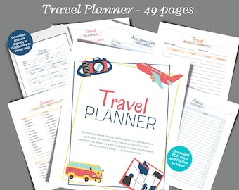 Planejador de viagens, itinerário de viagem, lista de embalagem de viagem, planejador de férias, planejador de orçamento de viagem, guia de planejamento de viagem, rastreador de viagens para download
