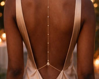 Cadena nupcial de perlas y cristales hecha a mano – Joyería corporal para bodas