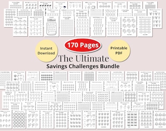 Money Savings Challenges | Printable Tracker Bundle | Budget Binder, Finance Planner, Cash Envelope System PDF
