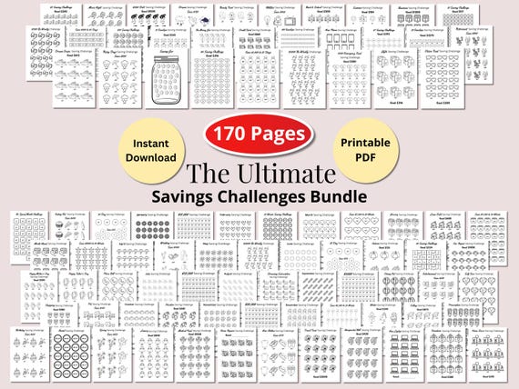 Money Saving Tracker Budget Challenge Printable Template Digital Planner Finance Download Pdf Goal Monthly System Envelope Expense Tracking