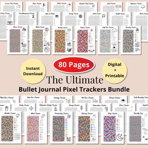 Bullet Journal Pixel Tracker | Printable Mood & Habit Tracking Planner Template | Digital Bujo Goal Tracker