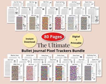 Bullet Journal Pixel Tracker | Druckbare Vorlage zur Stimmungs- und Gewohnheitsverfolgung | Digitaler Bullet-Journal-Zieltracker