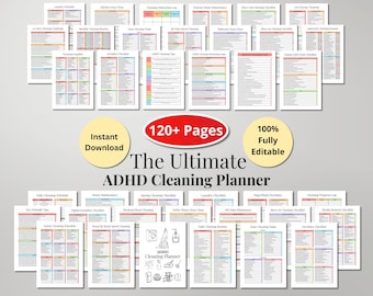 ADHD Cleaning Planner | Schedule Checklist Routine Chore Chart Declutter Organization System | Digital Download Editable