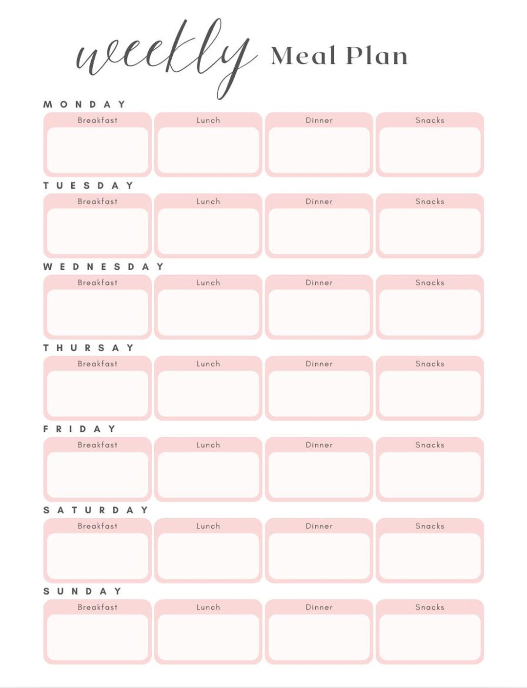 Printable Meal Planner & Grocery List | Weekly Family Meal Organizer ...