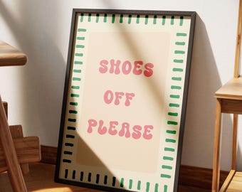 Letrero "Quítese los zapatos, por favor", lámina decorativa para la entrada, decoración para el pasillo, póster para el hogar con estilo, sin marco.