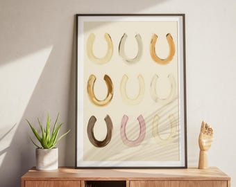 Lámina decorativa de herradura para pared, amuleto de la suerte para la decoración del hogar, póster de estilo western para dormitorio, sin marco.