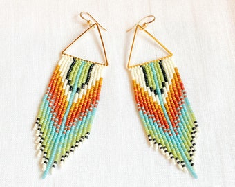 Phoenician Fringe | Handmade Beaded Fringe Earrings Gold Filled Ear Wire