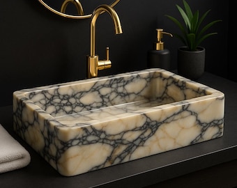 Lavabo de baño de lujo, lavabo de pared, lavabos para tocador, Calacatta Viola