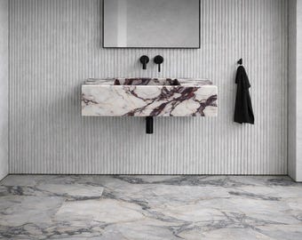 Lavabo de pared de mármol Calacatta – Lavabo de baño de lujo – Tamaño personalizado