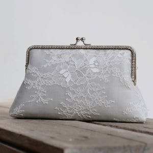 Gray Rhinestone Evening Clutch Bag / Grey Silk Handbag / - Etsy