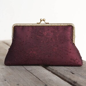 Burgundy Chantilly Clutch / Geldbörse / Hochzeit / Brautjungfer Geschenke / Tasche / Handtasche mit Kettengurt