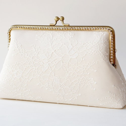 Chantilly Lace Clutch / Ivory Purse/ Vintage Inspired / Etsy