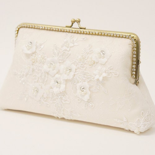 Chantilly Lace Clutch / Ivory Purse/ Vintage Inspired / Etsy