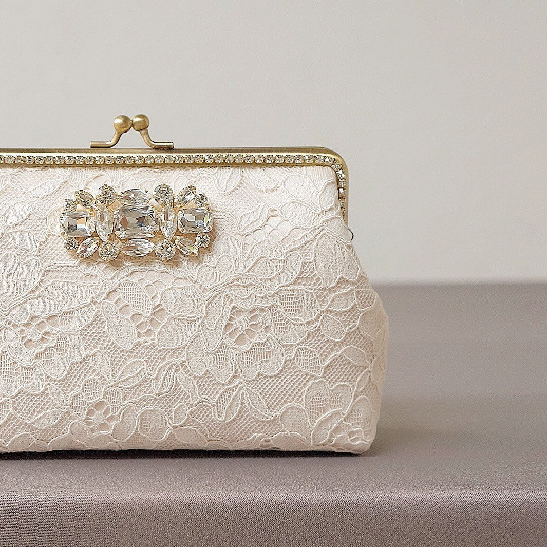 Satin wedding clutch bag, Ivory cream handbag,  - Folksy