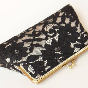 Alencon Black & Champagne Evening Clutch Bag / Customized clutch / Black Formal clutch / Handbag image 3