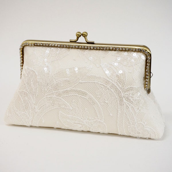 Ivory Bridal Clutch / French Lace / Elegant wedding clutch / Wedding Clutch / Bridal  Purse / Lace Clutch