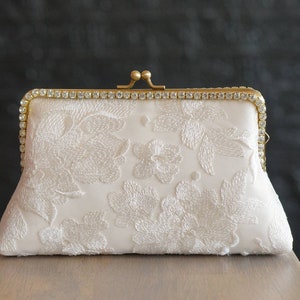 Lace ivoor bruids clutch/vintage geïnspireerd/elegante bruiloft clutch/bruiloft clutch/bruidstasje/kant clutch afbeelding 1