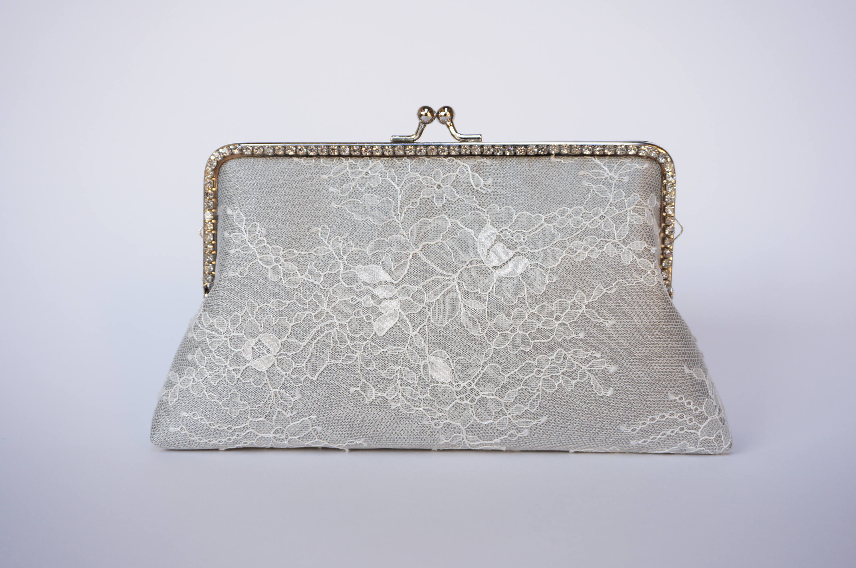 Gray Rhinestone Evening Clutch Bag / Grey Silk Handbag / Etsy