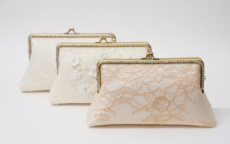 Blush Nude Chantilly Bridal Clutch / Bridesmaid Clutch Purse / Personalized Clutch / Wedding Lace Clutch image 6