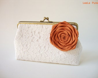 Bruidsaccessoires / BRUILOFT Lace Clutch / Fall Wedding / Barn geïnspireerd / bosbloem / rustieke herfsthuwelijksideeën