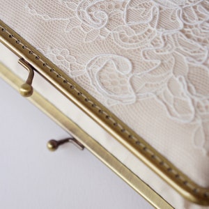 Champagne silk Ivory Lace Clutch / Wedding Party / Gift ideas / Formal Party / Bridal clutch / Bridesmaid Gifts image 3