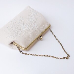 Champagne silk Ivory Lace Clutch / Wedding Party / Gift ideas / Formal Party / Bridal clutch / Bridesmaid Gifts image 5