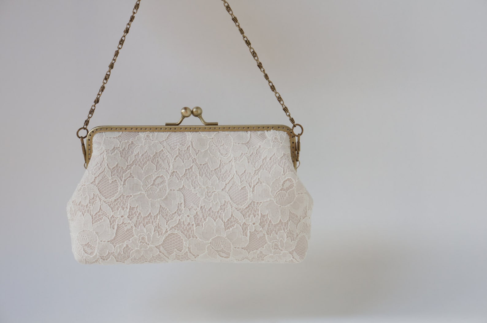 Champagne Silk Ivory Lace Clutch / Wedding Party / Gift Ideas Etsy