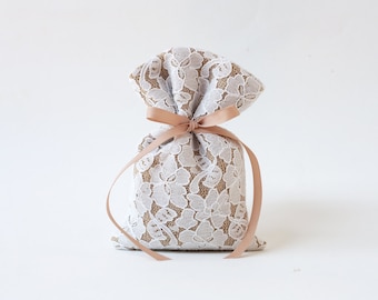 NEW Cream ivory lace favour gift bags wedding party confectionary 15x11cm 