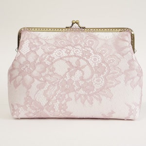 Victorian muted lavender wedding Lace Clutch with wristlet chains / Vintage inspired / wedding bag / bridesmaid clutch / Bridal clutch