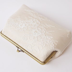 Champagne silk Ivory Lace Clutch / Wedding Party / Gift ideas / Formal Party / Bridal clutch / Bridesmaid Gifts image 4