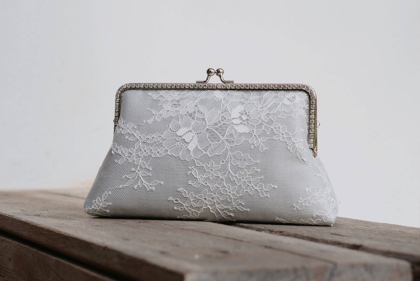 Gray Rhinestone Evening Clutch Bag / Grey Silk Handbag / Etsy