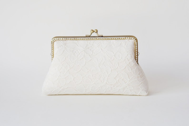 Ivory Alencon Lace Clutch With Chain or Choose Your Color / - Etsy
