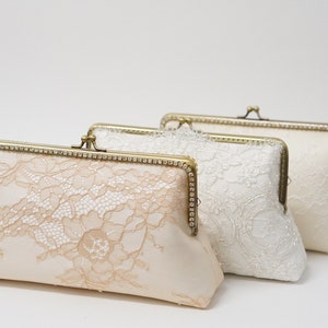 Blush Nude Chantilly Bridal Clutch / Bridesmaid Clutch Purse / Personalized Clutch / Wedding Lace Clutch image 7