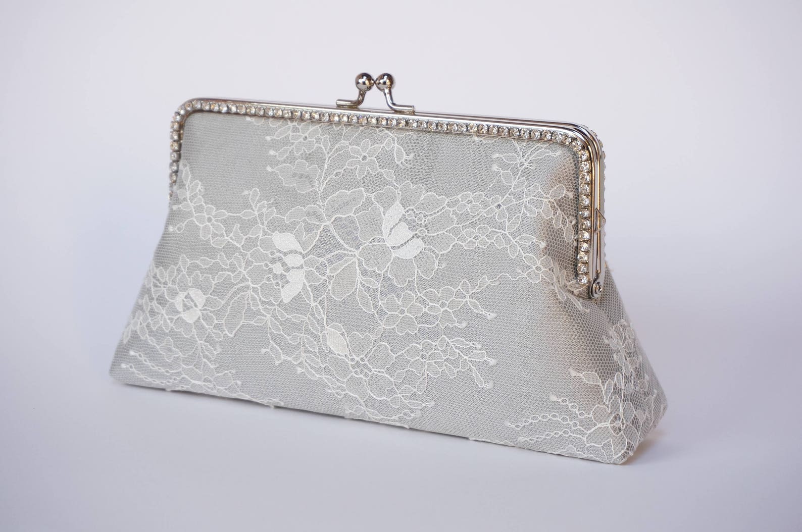 Gray Rhinestone Evening Clutch Bag / Grey Silk Handbag / Etsy