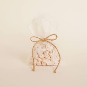 45 Lace Favor Bags: Vintage Rustic Wedding, Baby Shower (5x3&quot;)