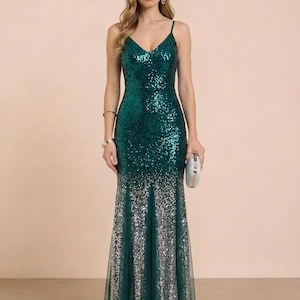 green emerald velvet dress Green Ombre Hourglass Dress – ALEXANDRA-KING main image 0