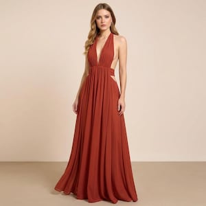 knee length dresses for ladies Jill Maxi Dress Baila Auburn – House of Etern