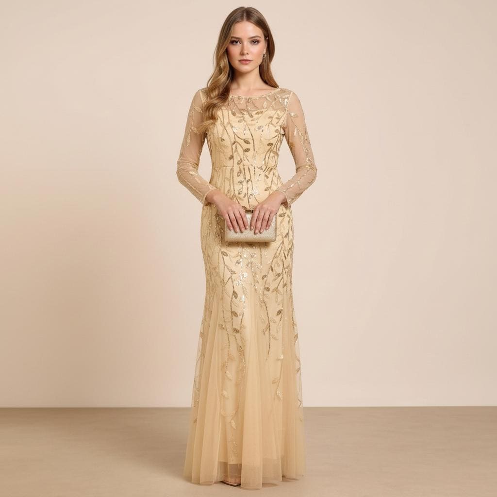 gold shimmer bodycon dress Gold Sequin Scoop Neck Gown – Monique Lhuillier