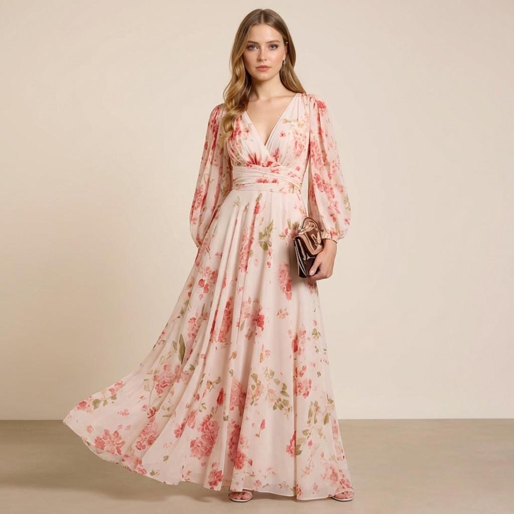 Rose Maxi Dress Long Sleeve - Etsy