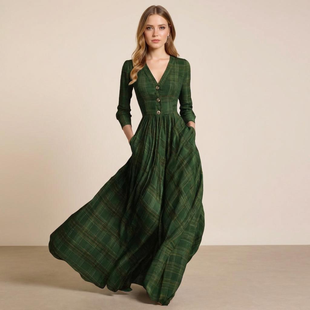 Modest Forest Green Dress - Etsy