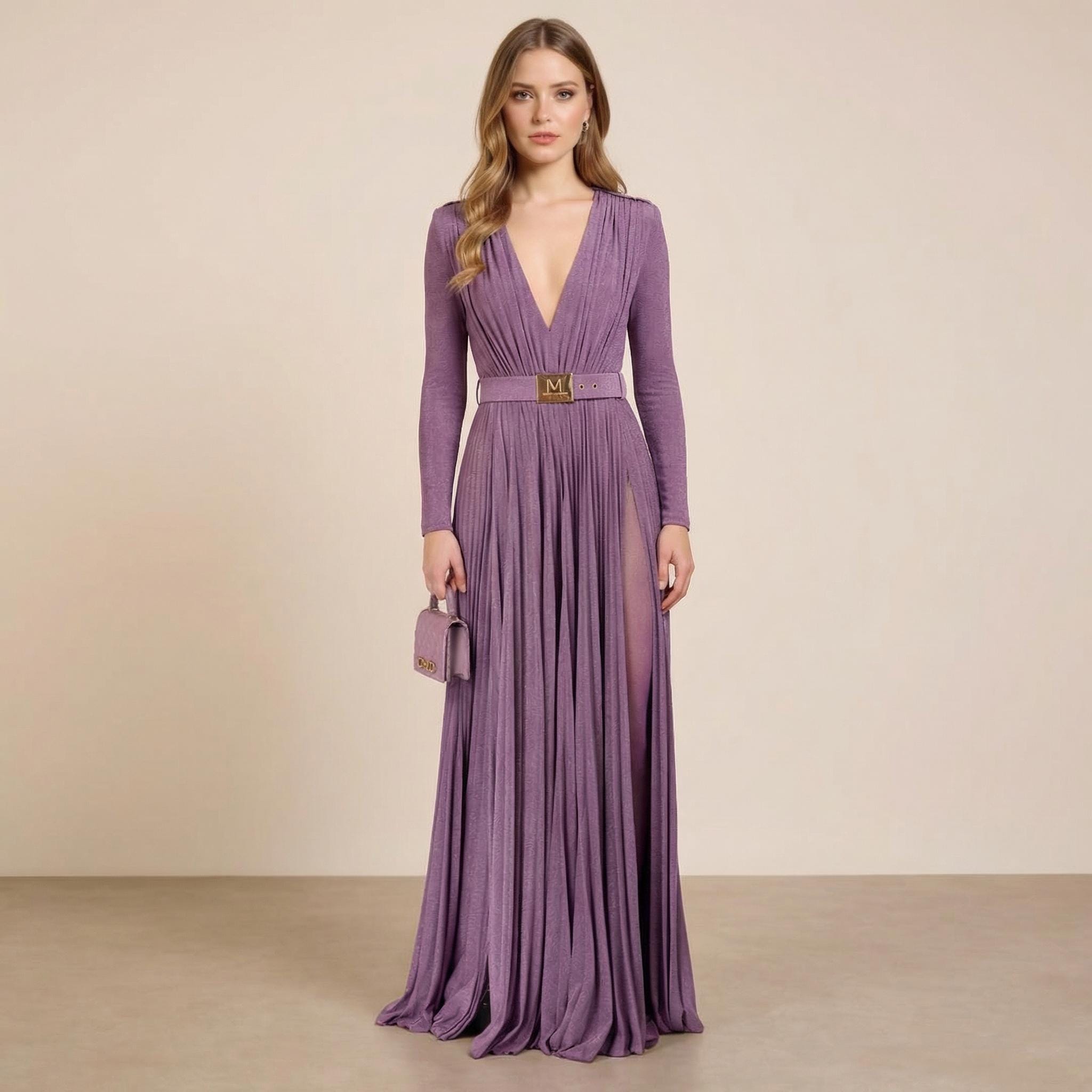 chinese dress ladies Purple Satin Long Sleeves Prom Dress Formal Dress, Lace Applique Sweet –  Cutedressy