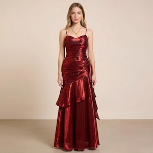 Red Metallic Prom Dress - Etsy