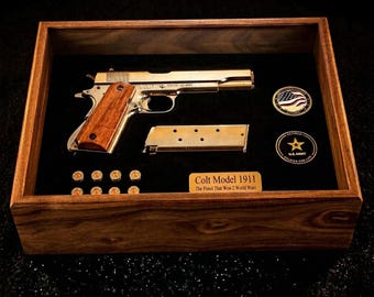 Handmade Colt 1911 Display Case – Solid Walnut, Engraved Plaque - Etsy