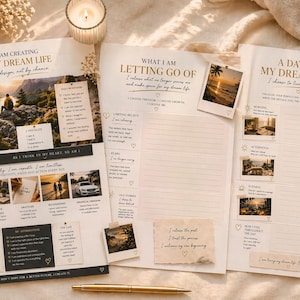 Dream Life Manifestation Planner Kit | Vision Board, 369 Method, Affirmations (Printable PDF)