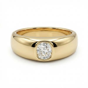 1940s Mid Century Old Mine Cushion Cut Lab Diamond Ring | Flush Set CVD Diamond Solitaire Wedding Ring | 14K Solid Gold Engagement Ring