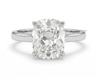 1900s Victorian Old Mine Cushion Cut Lab Diamond Solitaire Ring | Claw Prong Set Diamond Engagement Ring | 14K Solid Gold Anniversary Ring