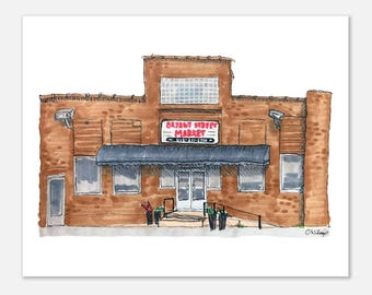 Bryant Street Market Art Print – Highland Park Sketch, Pittsburgh Gift (8x10)